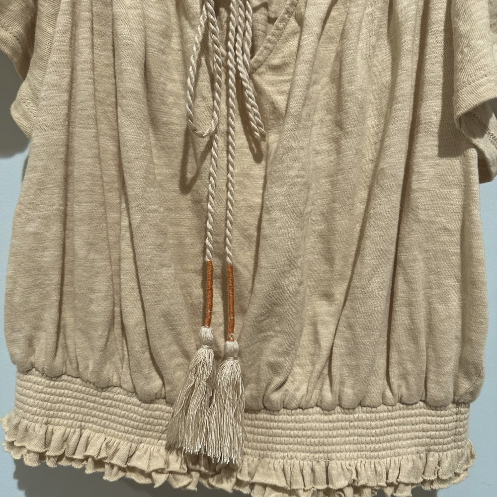 Alter stated Beige Ruffled Hem Top - Picture 3 of 6